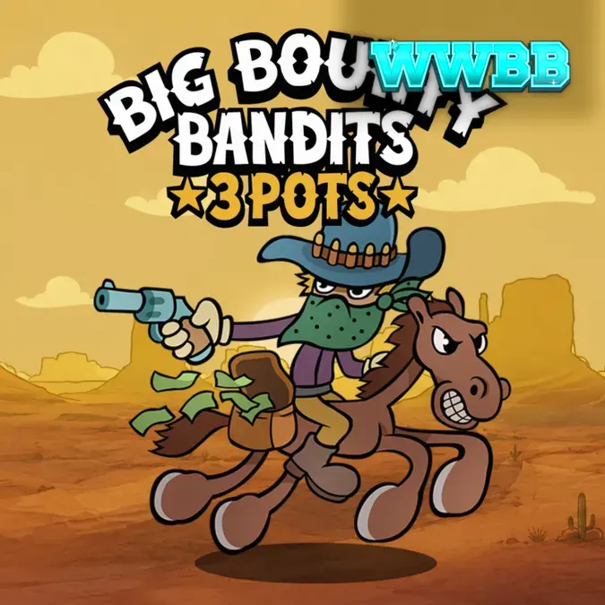 Interface do jogo Big Bounty Bandits 3 Pots com personagens animados